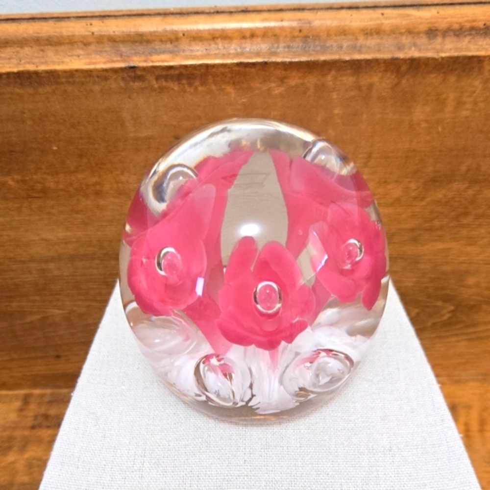 Floral Blown Glass Paperweight